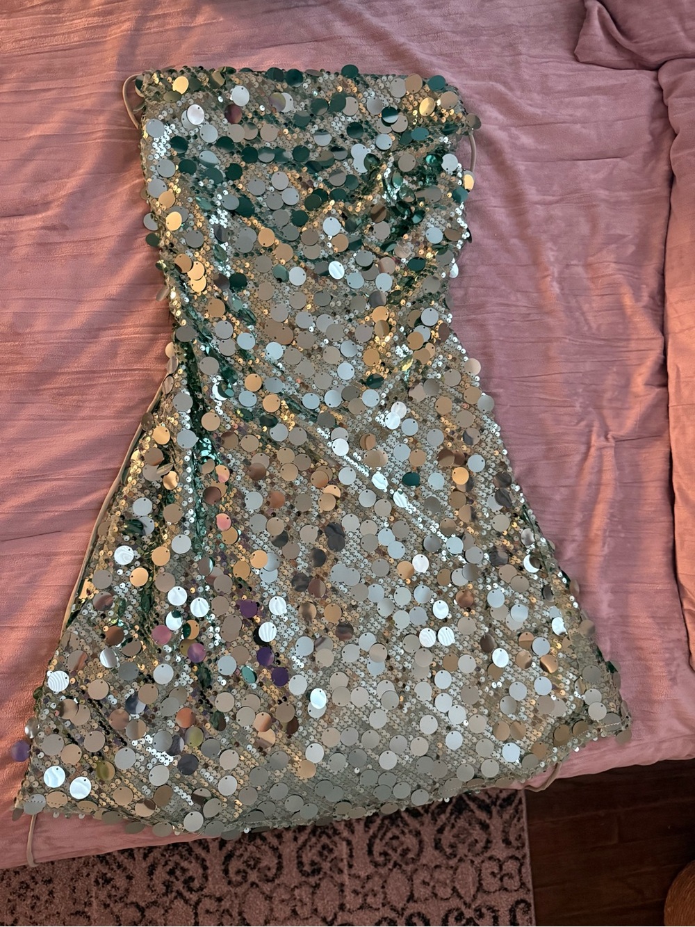 Beginning Boutique Silver Sequin Mini Dress